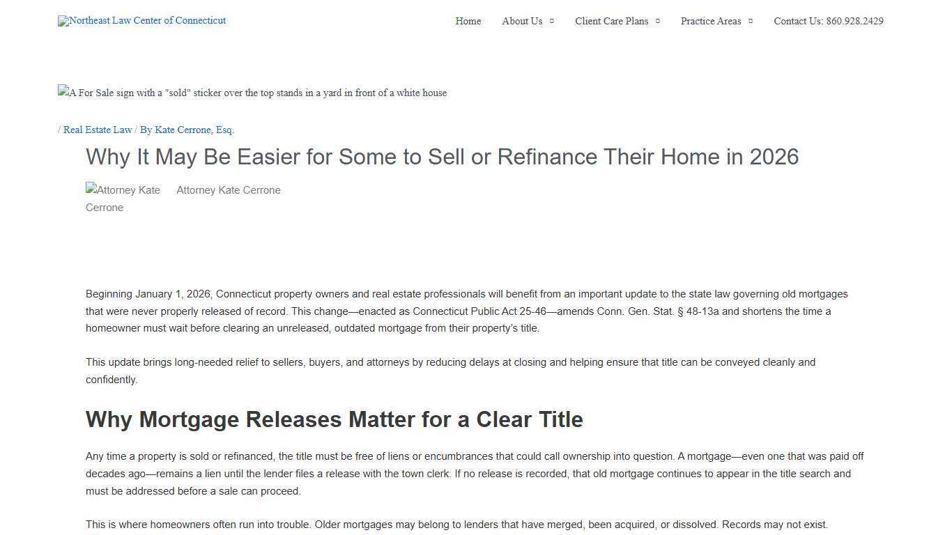 Why It May Be Easier for Some to Sell or Refinance Their Home in 2026 - Northeast Law Center