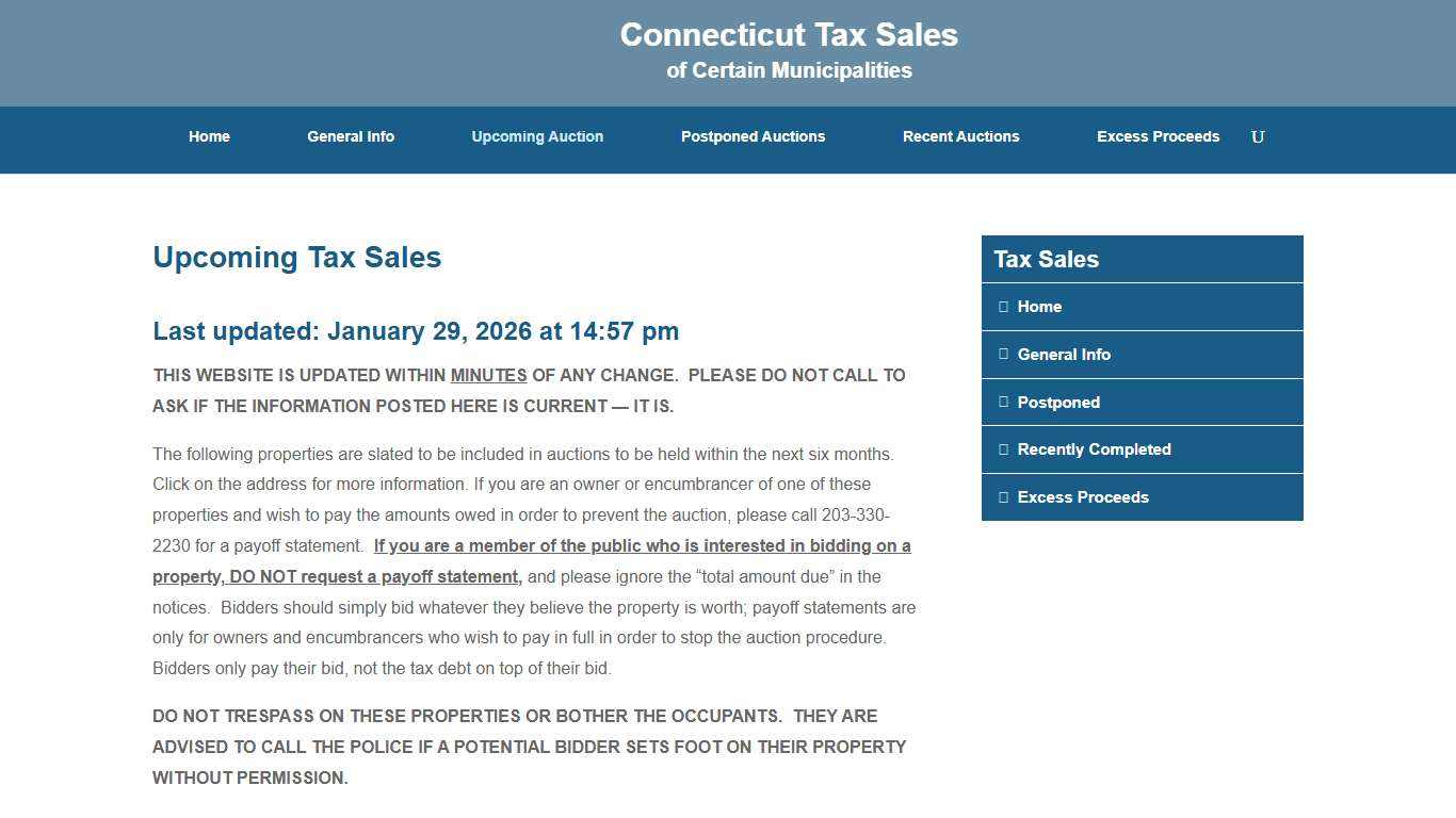 Upcoming Tax Sales Connecticut Tax Sales